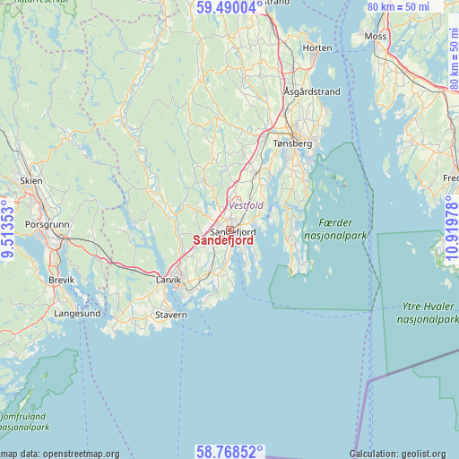 Sandefjord on map
