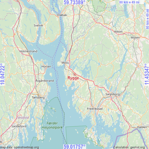 Rygge on map