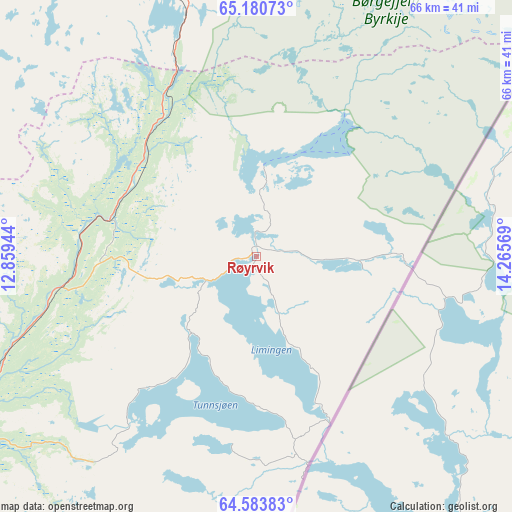 Røyrvik on map