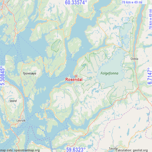 Rosendal on map