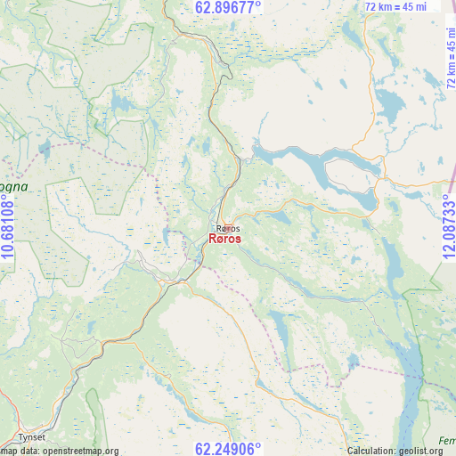 Røros on map