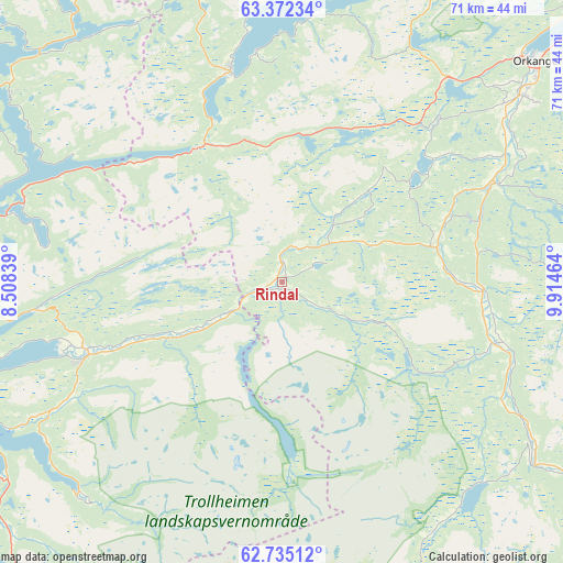 Rindal on map