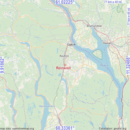 Reinsvoll on map