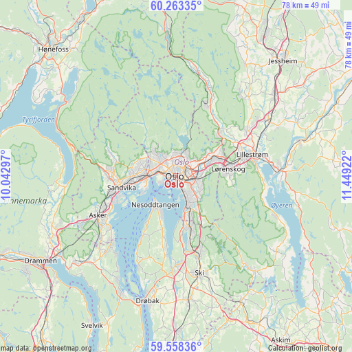 Oslo on map