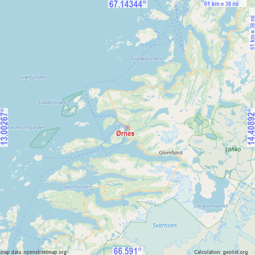 Ørnes on map