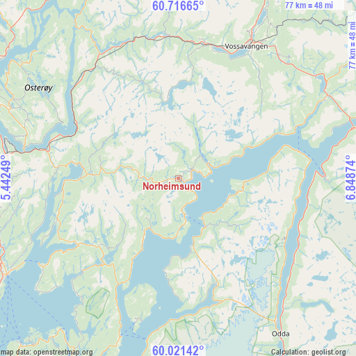 Norheimsund on map