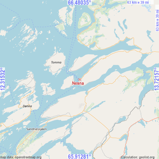 Nesna on map