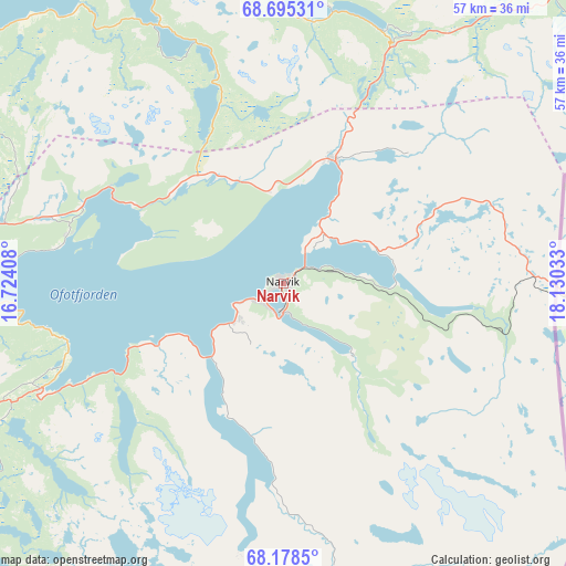 Narvik on map