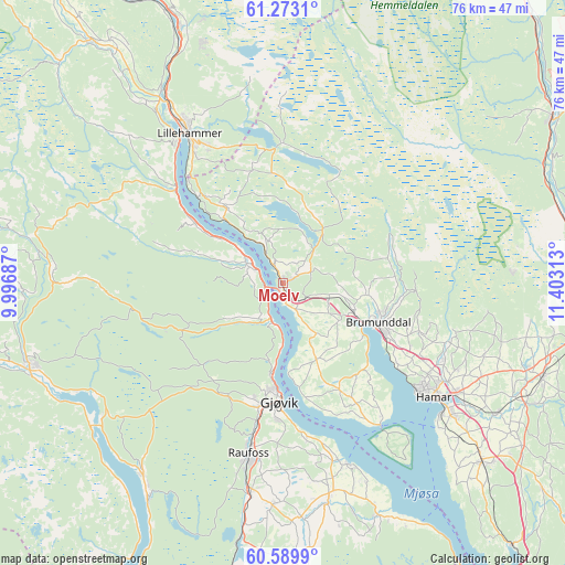 Moelv on map