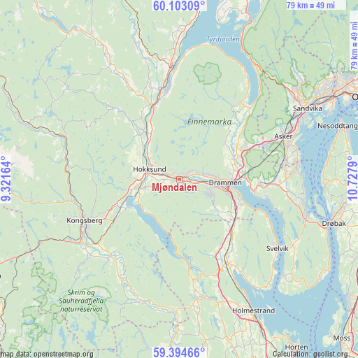 Mjøndalen on map
