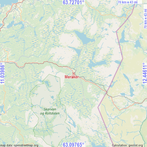 Meråker on map