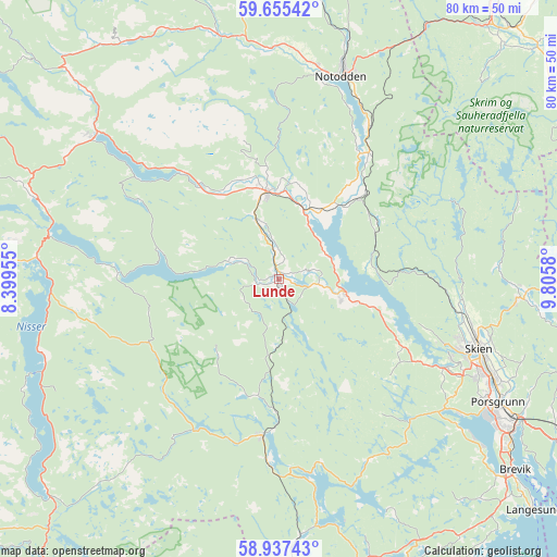 Lunde on map