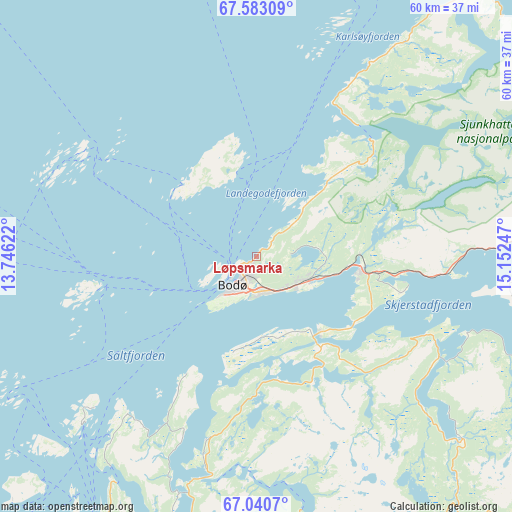 Løpsmarka on map