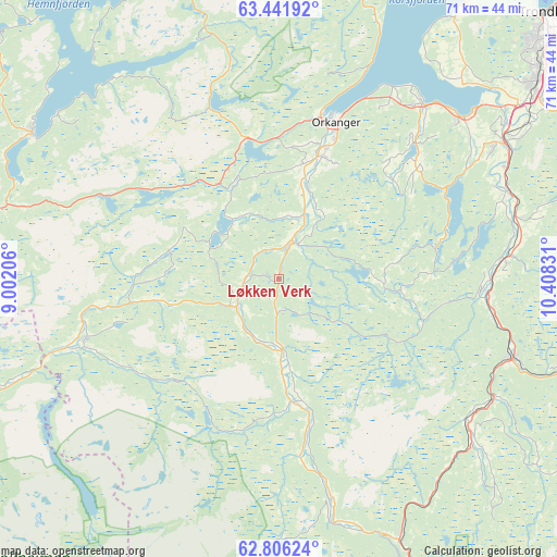 Løkken Verk on map