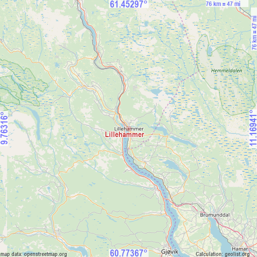 Lillehammer on map