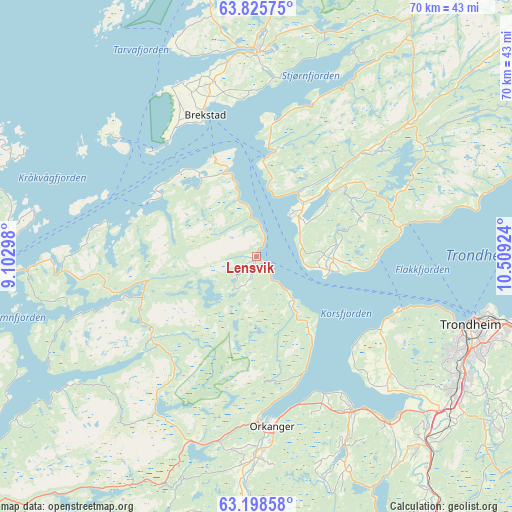 Lensvik on map
