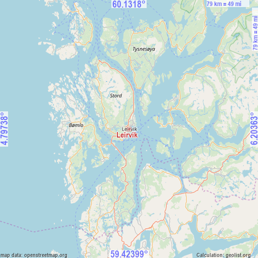 Leirvik on map