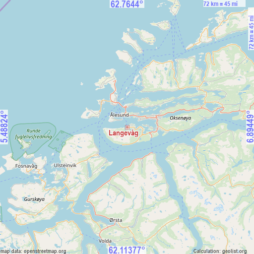 Langevåg on map