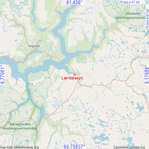 Lærdalsøyri on map