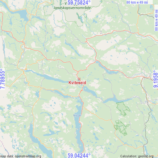 Kviteseid on map