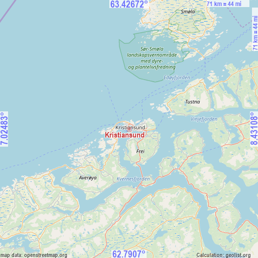 Kristiansund on map
