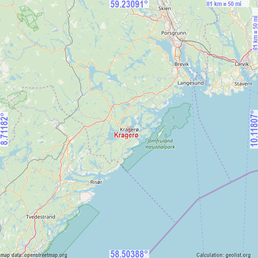 Kragerø on map