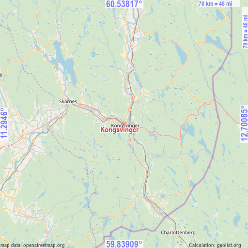Kongsvinger on map