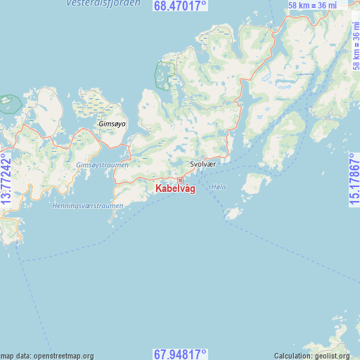 Kabelvåg on map