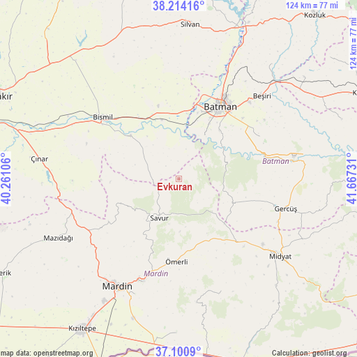 Evkuran on map