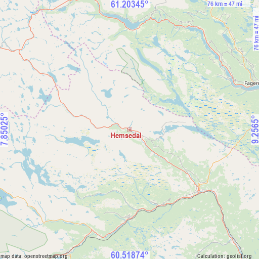 Hemsedal on map