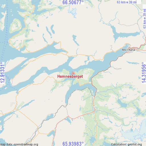 Hemnesberget on map