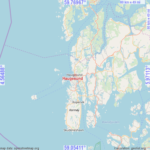 Haugesund on map