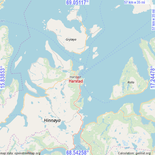 Harstad on map