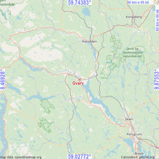 Gvarv on map