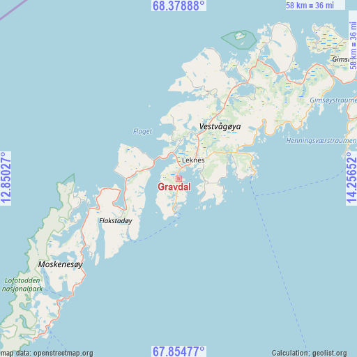 Gravdal on map