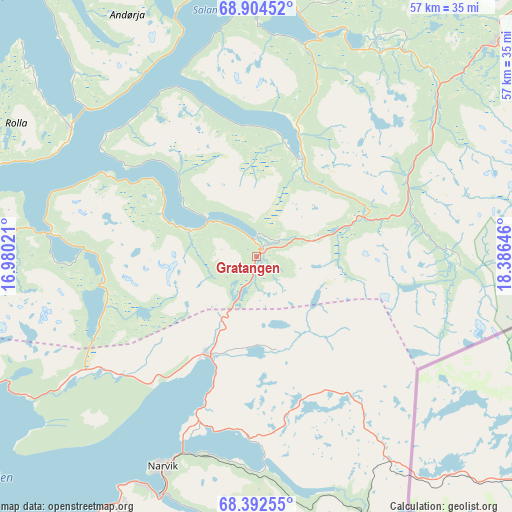 Gratangen on map