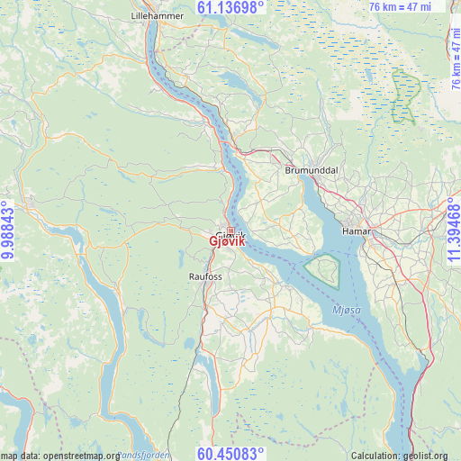 Gjøvik on map