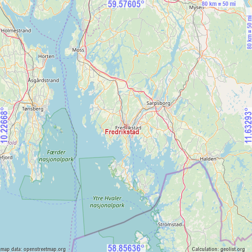 Fredrikstad on map