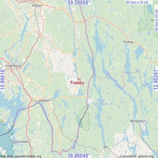 Fossby on map