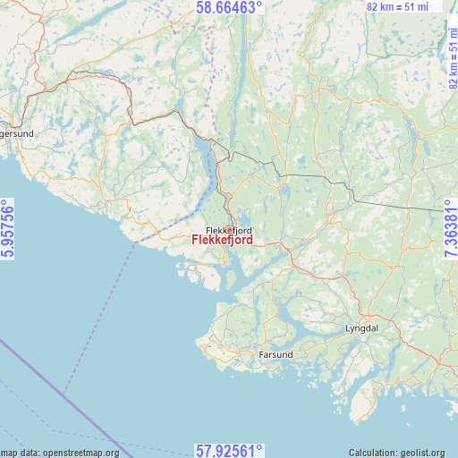 Flekkefjord on map