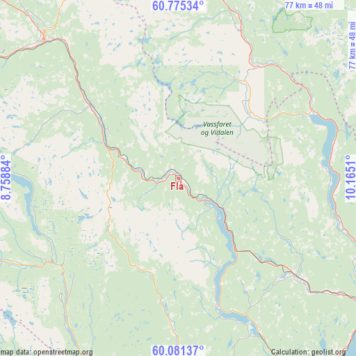 Flå on map