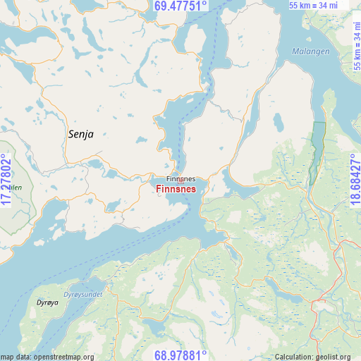 Finnsnes on map