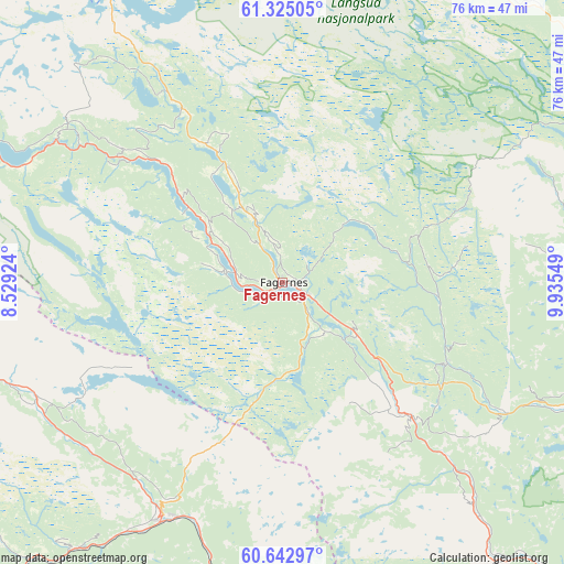 Fagernes on map