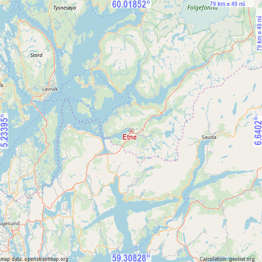 Etne on map