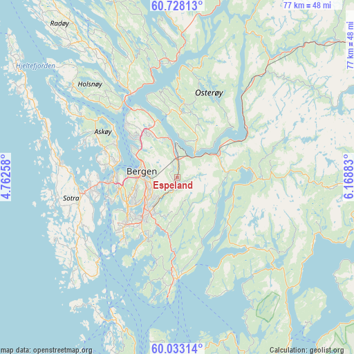 Espeland on map