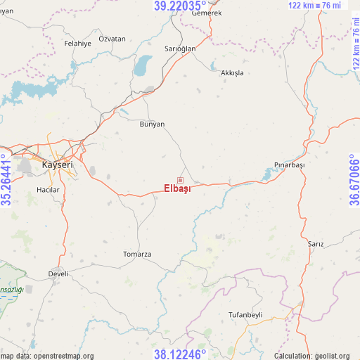 Elbaşı on map