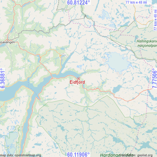 Eidfjord on map