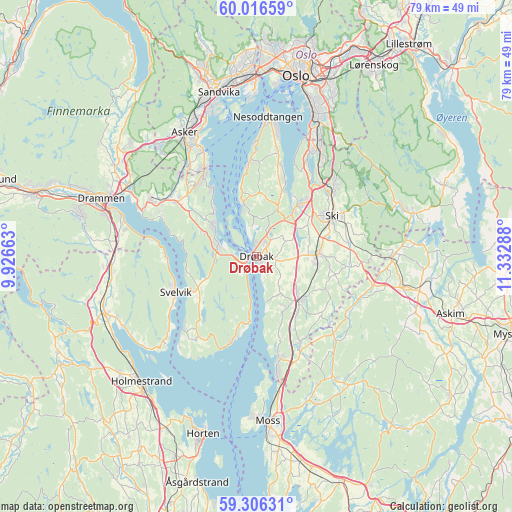 Drøbak on map