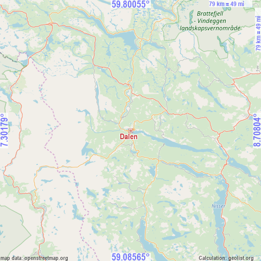 Dalen on map