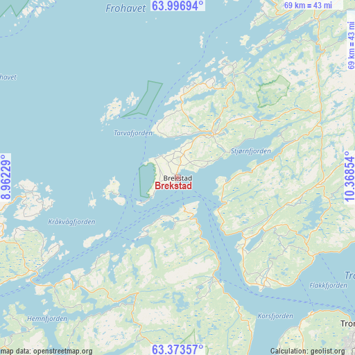 Brekstad on map